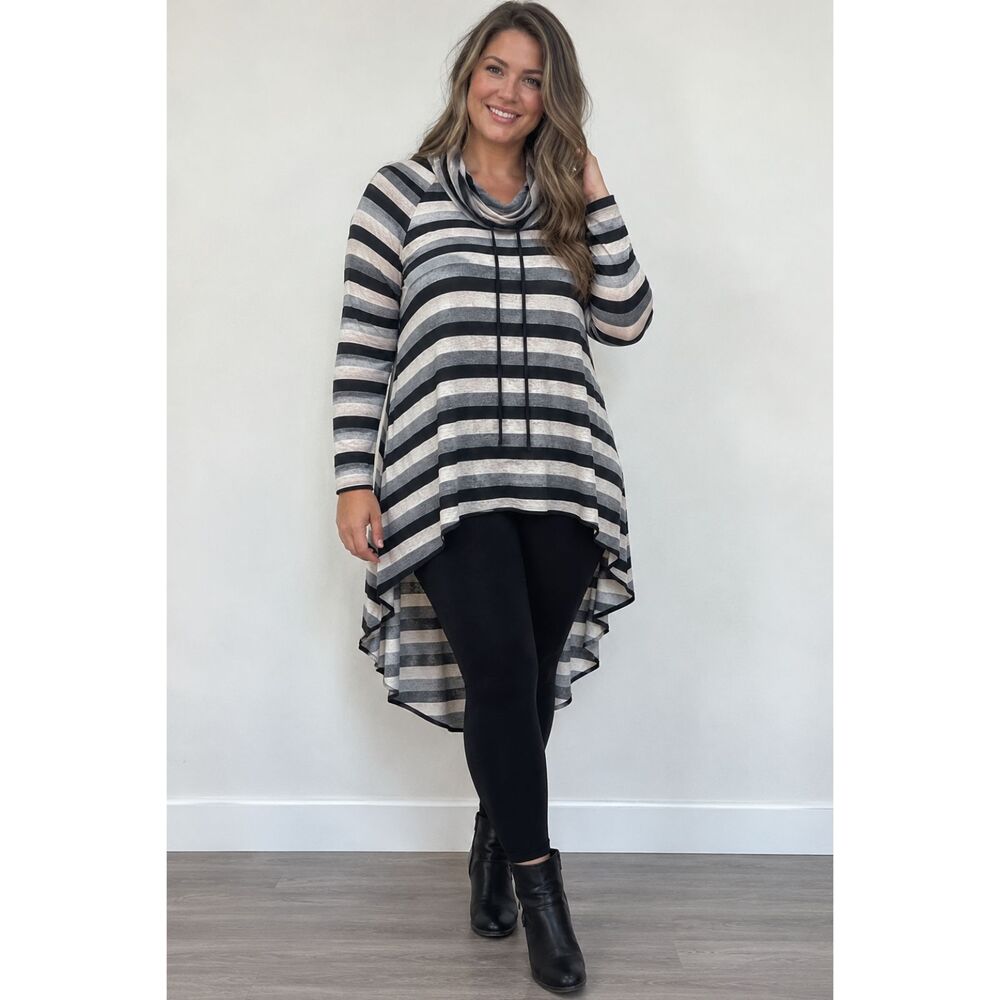 Ten 6 Ten Striped High-Low Tunic Top Size Large